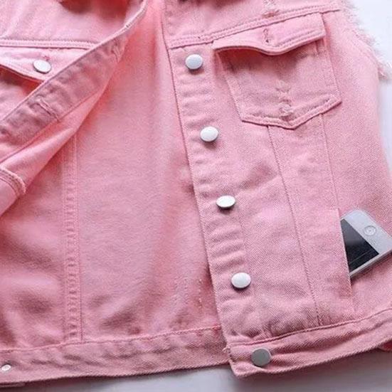 Multi-color Denim Vest Women's Short Spring Summer All-match Slim Raw Edge Sleeveless Jacket Ripped Tops