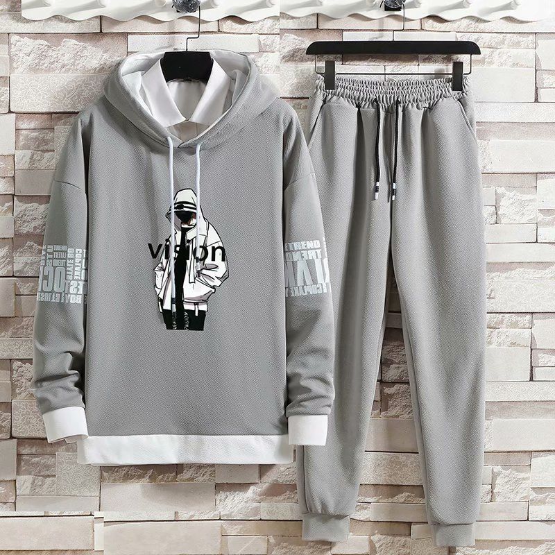 Spring & Autumn Hooded Sweater Suit Teen Student Clothing Casual Pullover Sports Suit for Young Men