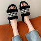 Ladies Autumn/winter Fashion Cotton Slippers One-word Slippers Indoor and Outdoor Casual Flat Shoes Soft Shoes