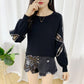 Spring and Autumn Loose Ladies Sweatshirt Thin Long Sleeve Hollow Top Strapless Sexy Coat