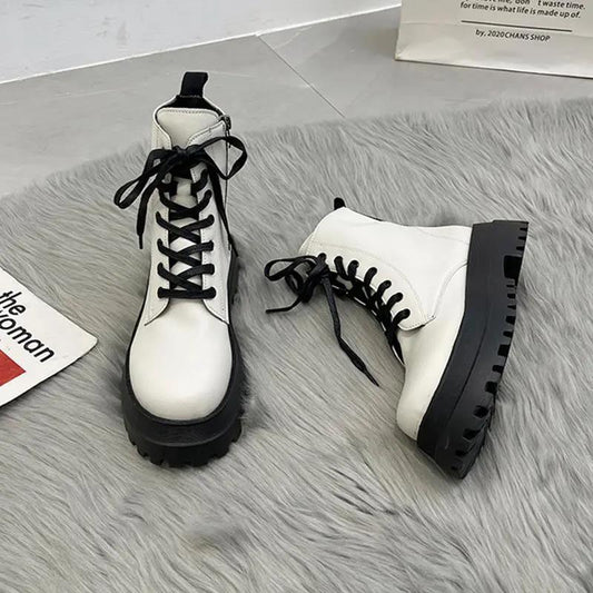 Thick-soled Martin Boots Women Winter Warm and Fleece Comfortable Side Zipper Ankle Boots