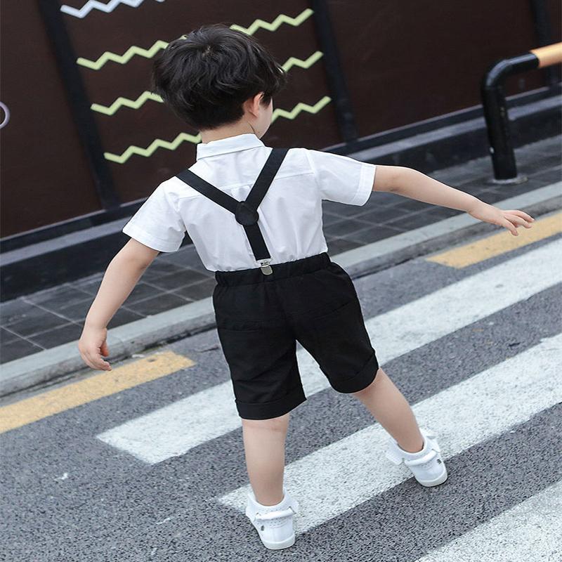 Children's Dress Boys Summer Suspenders Short-sleeved Shorts Baby Suit Six One Host Performance Clothing