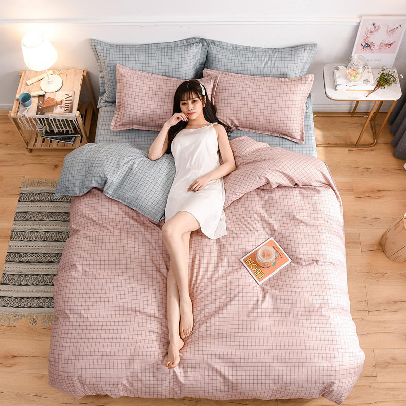 Thick Warm Pure Cotton Brushed Four-piece 100% Long-staple Cotton Student Dormitory Simple Bedding