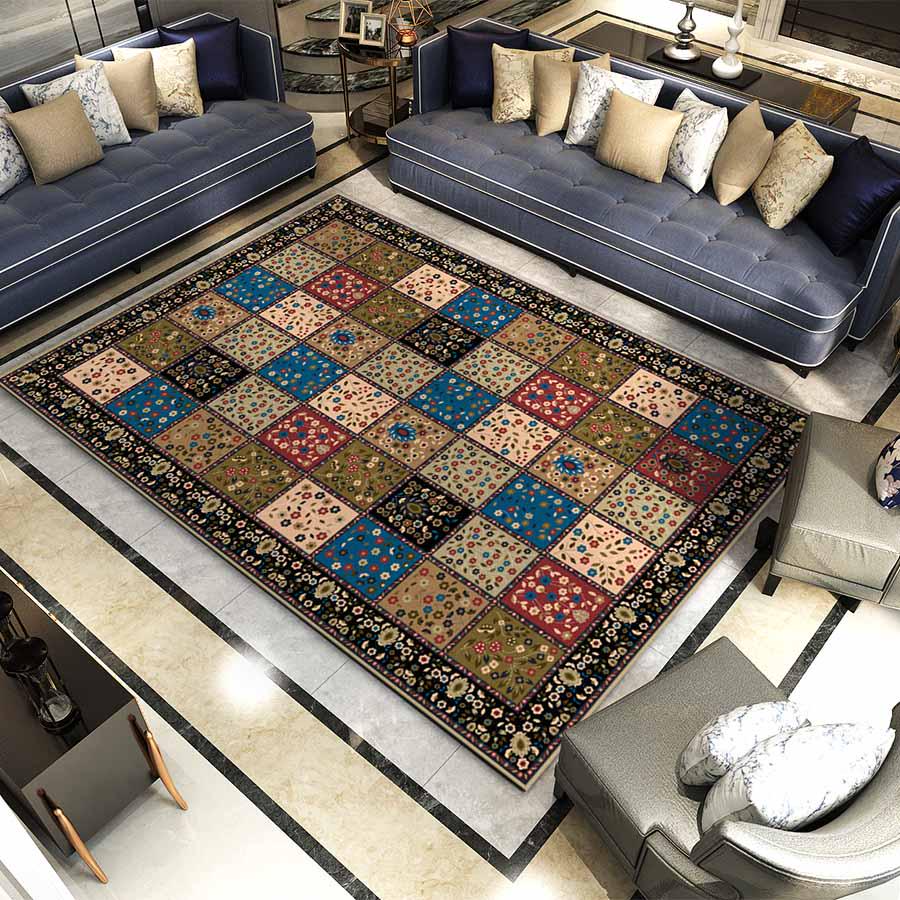 colorful Geometric Pattern Carpet Large Size Tea Table Rugs Carpets Rectangular