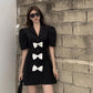 Bow Knot Waistless Suit Dress Women's New Temperament Fashion Waist-slung Royal Sister Style A-line Skirt Ladies Casual Suit Skirt
