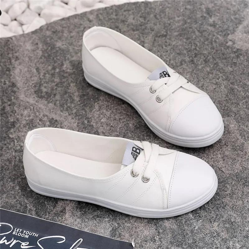 Little White Shoes Women Spring and Summer Casual Shallow Mouth White Shoes Summer Breathable Canvas Shoes Women