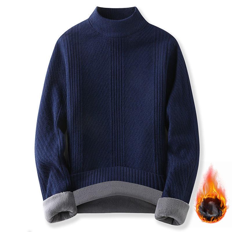 Autumn and Winter Men's Round Neck Sweater Thickened Warmth Pullover Sweater Youth Top
