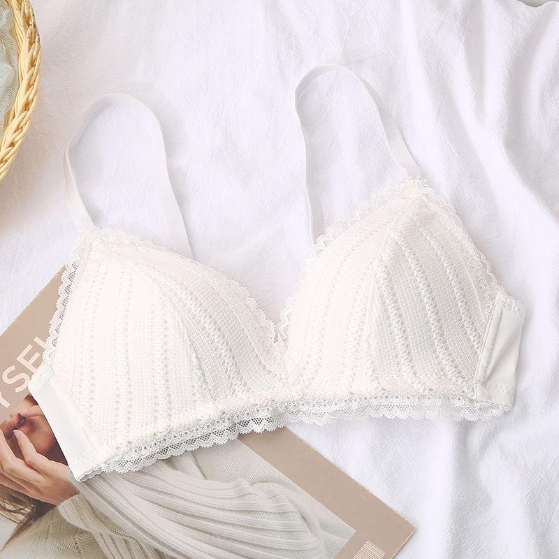 Underwear Women's No Rims Breastfeeding Adjustable Top-up Lace Bra Girl's Bra Thin Big Breasts Small Thin Bra Thin and Breathable