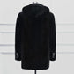 Mink Whole Mink Leather Coat Men's Lapel Mid-length Button and Hooded Fur Coat