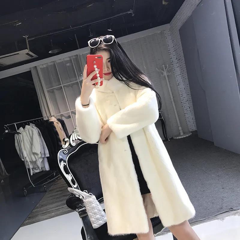 Mink Fleece Jacket Winter  Temperament Stand-up Collar Thickened Warmth In The Long Section of Fur All-in-one Plush Coat Suitable for Women