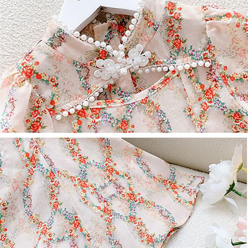 Girls' Dresses Summer Dresses Children's Western Style Chinese Style Improved Cheongsam Skirts Chiffon Skirts for Little Girls