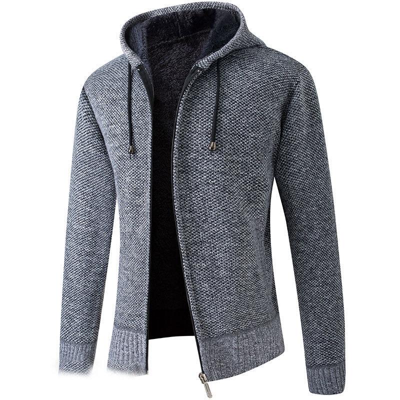 Men's Winter Coat Plus Velvet Thickening Fashion Knitted Sweater Coat Cardigan To Keep Warm