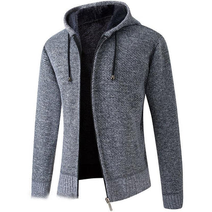 Men's Winter Coat Plus Velvet Thickening Fashion Knitted Sweater Coat Cardigan To Keep Warm