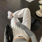Gray Casual Sports Pants Women's Spring and Autumn Korean Style Loose High-waisted Footwear Pants Wide-leg Pants Tide