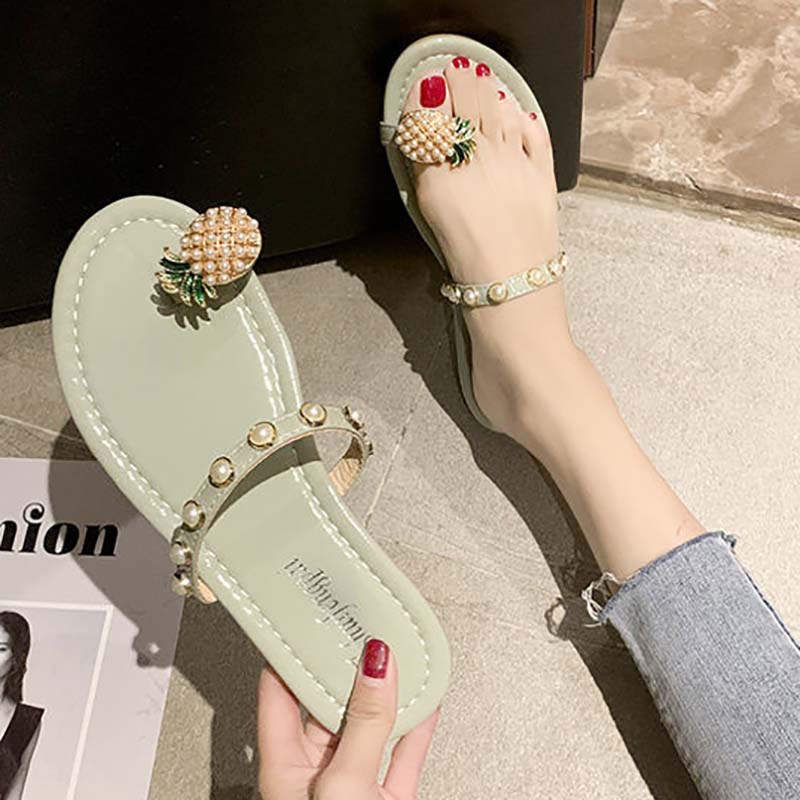 Pineapple Slippers Women's Summer Wear All-match Non-slip Flat Bottom Fashion Beach Sandals and Slippers Women