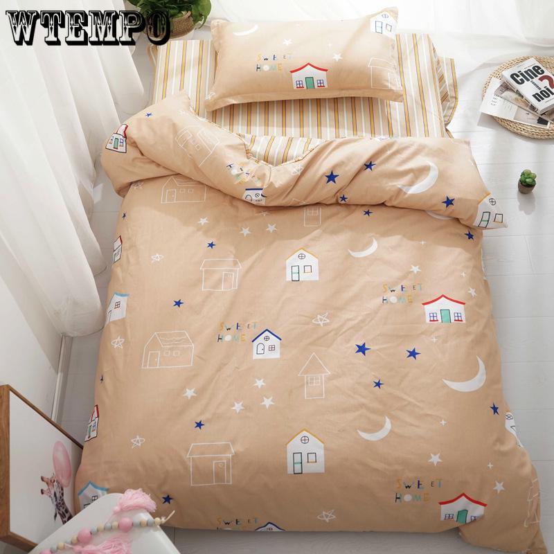 Bed Flat Sheet 100% Cotton Bedding Set Duvet Cover Pillowcase Quilt Cover Bedclothes