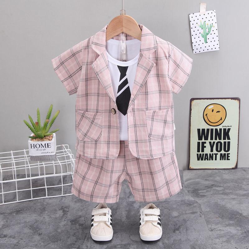 Boys Small Suit Three-piece Summer New Short-sleeved Suit Baby Handsome Shorts British Style Sub-suit Tide