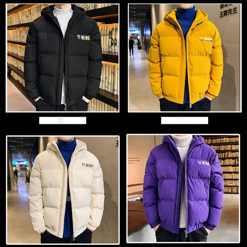 Parka Casual Winter White Jacket Men's Warm Padded Hooded Overcoat Outerwear Young Man Jacket