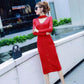 Autumn and Winter OL style Slim Long Knitted Dress Female Bag Hip Long-sleeved Knitted Sweater Bottoming Dress