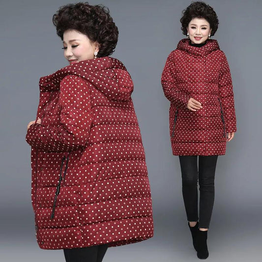 Mother Winter Down Down Padded Jacket Women's Mid-length Grandma Outfit Cotton-padded Jacket Middle-aged and Elderly Padded Jacket