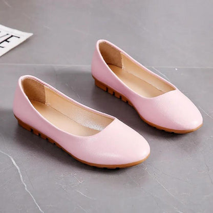 Women's Round Toe Shoes Korean Style Shoes Ladies Comfortable Leather Shoes Nurse Work Shoes Soft Sole Mother's Shoes