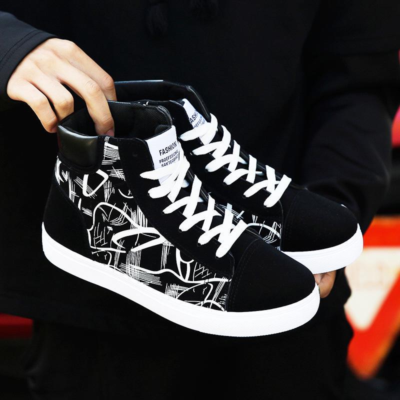 Spring Men High Top Shoes Men's Shoes Student Canvas Shoes Men's Casual Shoes Youth Sneakers Casual Fashion