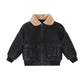 Plush Fleece Boy Leather Jacket Plus Fleece Thickening Children's Autumn and Winter Jacket Warm Coat Foreign-style Baby Coat