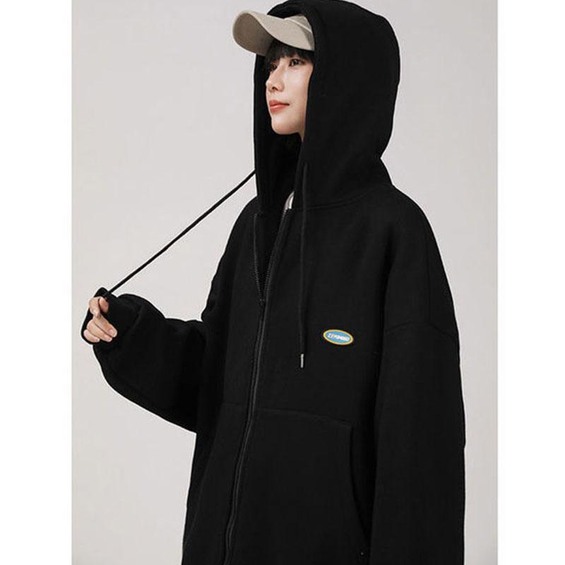 Women's Autumn Korean Style Hooded Cardigan Sweater Ladies Loose and Lazy BF Wind Ins Jacket Casual Zipper Cardigan