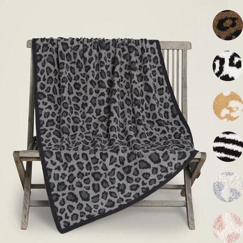 Woolen Blankets Children's Knitted Leopard Blankets Plus Fleece Throw Blankets for Kids Adult
