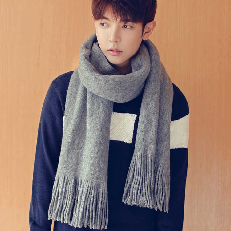 Men Fashion Scarves Men Winter Wool Knitted Cashmere Scarf Couple's Thick Warm Long Scarf