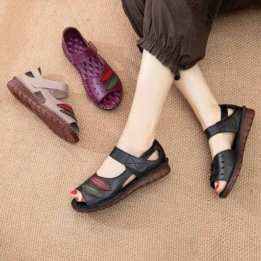 Summer Sandals Women's Popular Flat-bottomed Tendon Soft-soled Mother Shoes Women's Middle-aged and Elderly Beach Shoes