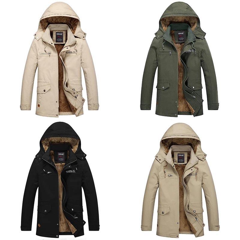 Large Size Cotton Jacket Men's Self-cultivation Plus Velvet Thick Warm Top for Young and Middle-aged Outdoor Skiing and Mountaineering Clothing