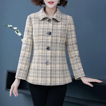 Mother's Woolen Coat Spring and Autumn Women's Short Small Suit Middle-aged and Elderly Woolen Top