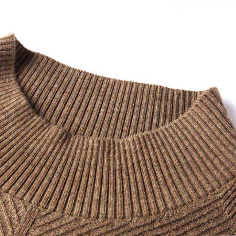 Men's Long-sleeved Knitted Sweater Plus Size Autumn and Winter Warm and Cold Round Neck Bottoming Sweater