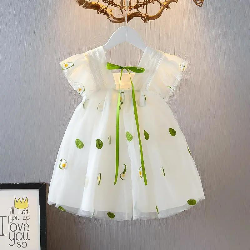1-5 Year Old Baby Girl Cute Dress Summer Open Back Gauze Skirt Girl Flying Sleeve Princess Skirt A-line Skirt Tutu Skirt