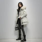 Women's Mid-length Down Padded Jacket Loose and Thick Large Fur Collar Padded Jacket