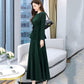 Suit Women's Spring and Autumn Dress Ladies Temperament Two-piece Set of Nine-point Wide-leg Pants + Round Neck Long-sleeved Top
