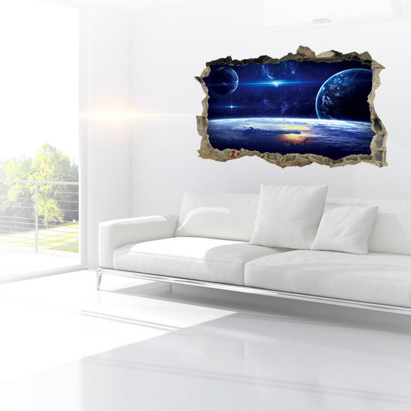 [sticker ]Cartoon Universe Space Wall Sticker Broke 3d Removable Wall Decals For Kids Room Children