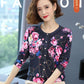 Autumn Casual Knit Cardigan Women Long Sleeve O-Neck Knit Top Soft  Plus Size Woolen Sweater Fashion Flower Print Cashmere Sweater