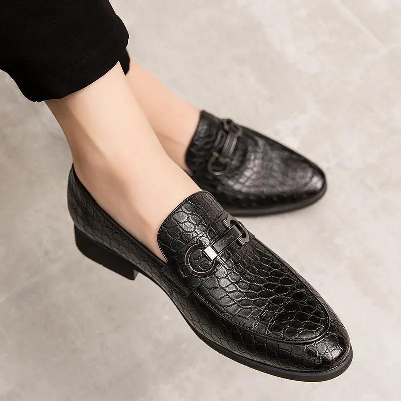 British Korean Men's Leather Shoes Formal Official Party Men's Shoes Leather Embossing Classic Luxury Mans Footwear