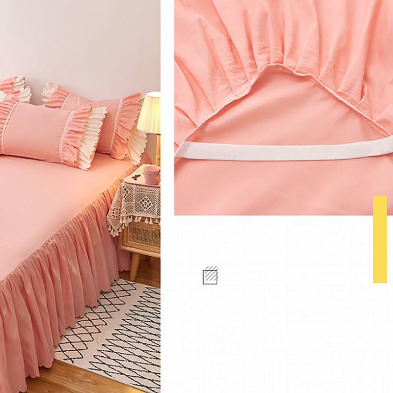 Skin-friendly Bed Skirt Three-piece Bedding Bed Skirt-style Bedspread Sheets Non-slip and Dust-proof Bed Sheet Protective Cover