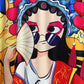 Peking Opera Facial Makeup Summer Dress Knee-length Size M-XXL Chinese Style Print Dress