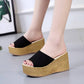 Light-soled Sandals  Slippers Women’s Summer Fashion Outdoor Korean Style Sponge Cake Sole Thick-soled Slope-heeled Sandals