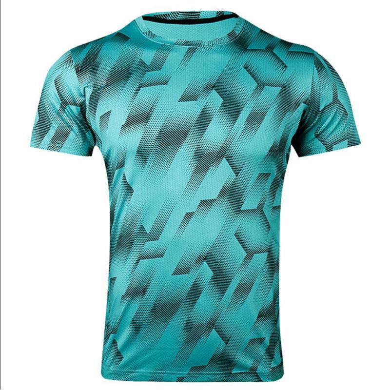 Sports Shirts Geometric Print T-shirt Breathable Casual Quick Dry Running Tees Half Sleeves High Elastic Top Men Clothing Summer