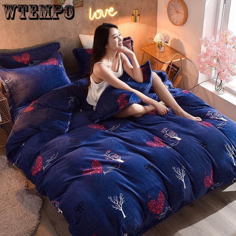 Bedding Soft Winter Thickening Four Pieces of Warm Velvet Flannel Four-piece Bedding Set