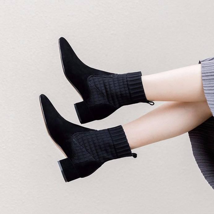 Women Boots Autumn Winter High Heel Warm Pointed Toe Fringe Zip Ankle Chelsea Shoe Sexy Fashion