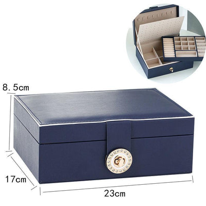 Jewelry Box Princess European-style Korean Wooden Earrings Simple Double Layer with Drill Buckle Storage Box