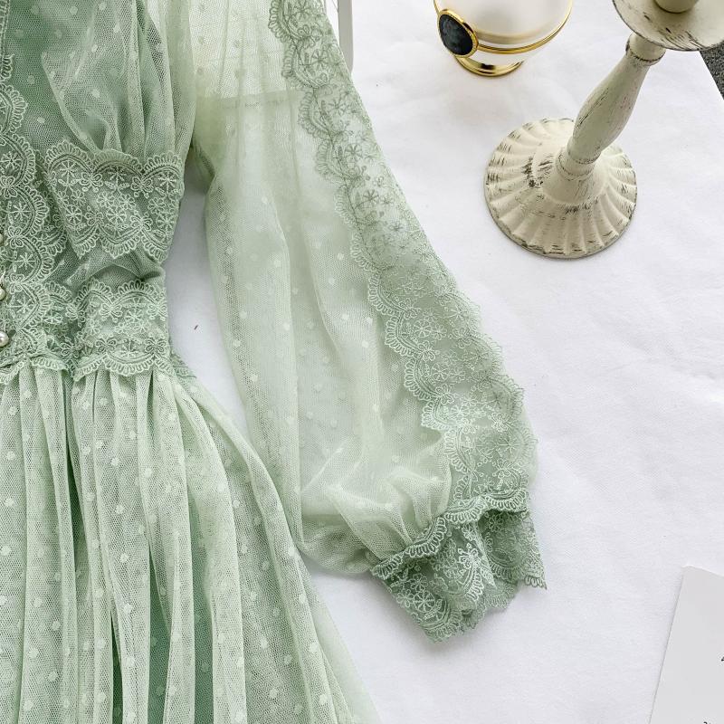 Women Casual Elegant Dress Hollow Out Lace Dress High Waist Two Pieces V Neck Lace Hollow Out Slim Midi Dress Backless Maxi Dress