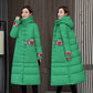 Winter Women's Ethnic Embroidery Down Jacket Mid-length Retro Buckle Hooded Cotton Jacket