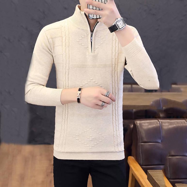 Mens Sweaters Autumn Winter Warm Cashmere Sweater Wool Zipper Pullover Pullovers Man Casual Knitwear